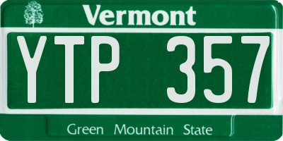 VT license plate YTP357