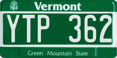 VT license plate YTP362