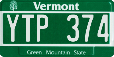 VT license plate YTP374