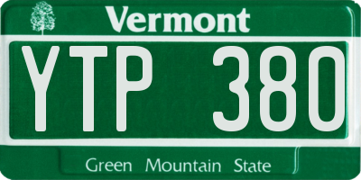 VT license plate YTP380