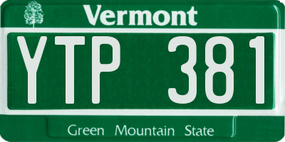 VT license plate YTP381