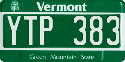 VT license plate YTP383