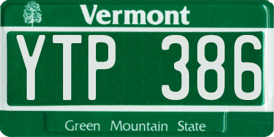 VT license plate YTP386
