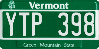 VT license plate YTP398