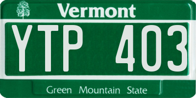 VT license plate YTP403