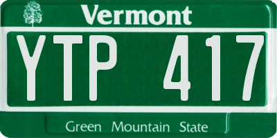 VT license plate YTP417