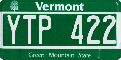 VT license plate YTP422