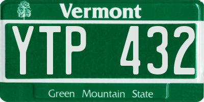 VT license plate YTP432
