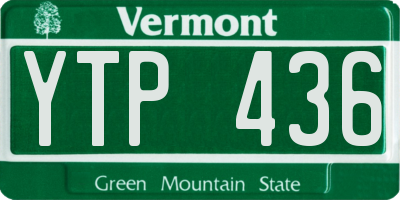 VT license plate YTP436