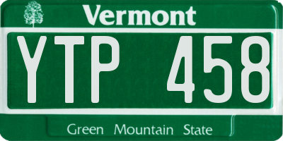 VT license plate YTP458