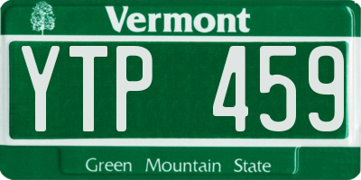 VT license plate YTP459