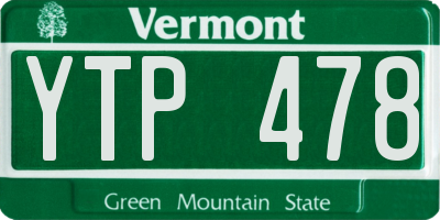 VT license plate YTP478