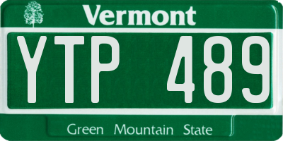 VT license plate YTP489