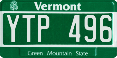 VT license plate YTP496