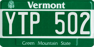VT license plate YTP502