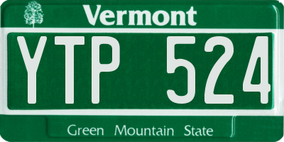 VT license plate YTP524