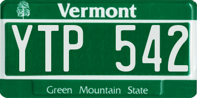 VT license plate YTP542