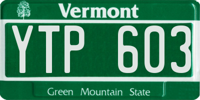 VT license plate YTP603