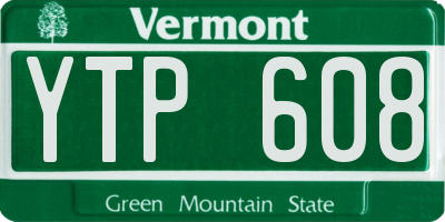 VT license plate YTP608