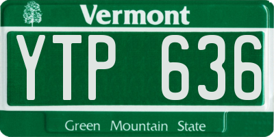 VT license plate YTP636