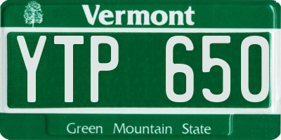VT license plate YTP650