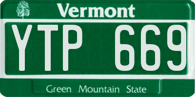 VT license plate YTP669