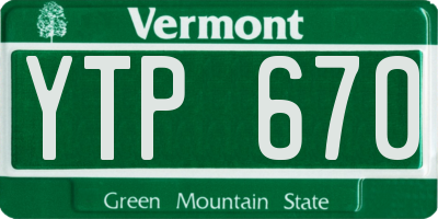 VT license plate YTP670