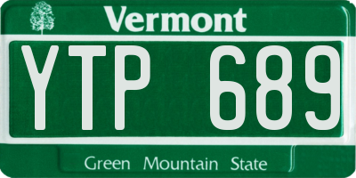 VT license plate YTP689