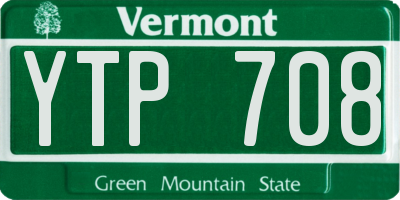 VT license plate YTP708