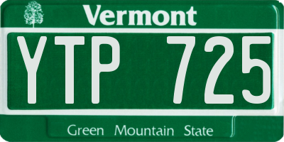 VT license plate YTP725