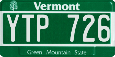 VT license plate YTP726