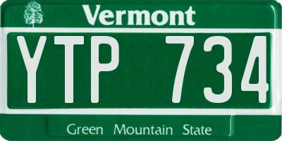 VT license plate YTP734