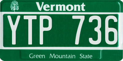 VT license plate YTP736