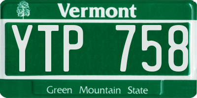 VT license plate YTP758