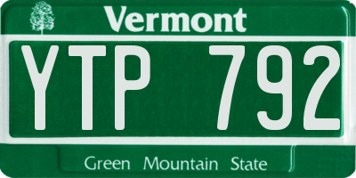 VT license plate YTP792