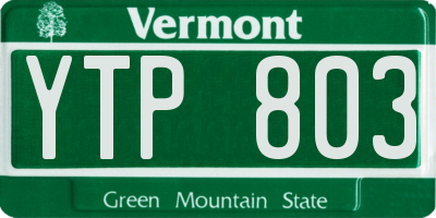 VT license plate YTP803