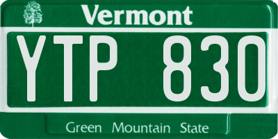 VT license plate YTP830