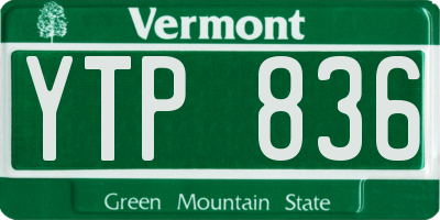 VT license plate YTP836