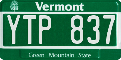 VT license plate YTP837