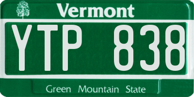 VT license plate YTP838