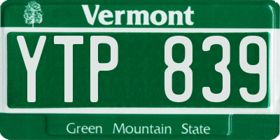 VT license plate YTP839