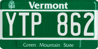 VT license plate YTP862