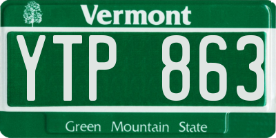 VT license plate YTP863
