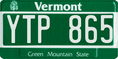VT license plate YTP865