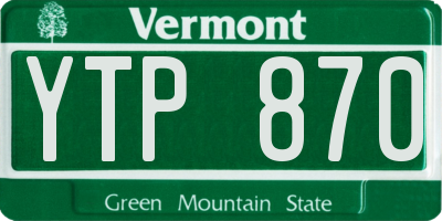 VT license plate YTP870