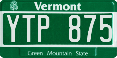 VT license plate YTP875
