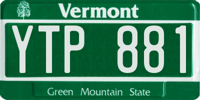 VT license plate YTP881