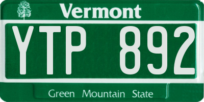 VT license plate YTP892