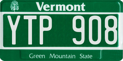 VT license plate YTP908