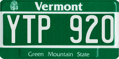 VT license plate YTP920